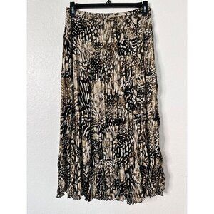 Chicos Animal Print Tiered Boho Maxi Skirt With Elastic Waistband Size 1 U.S.8